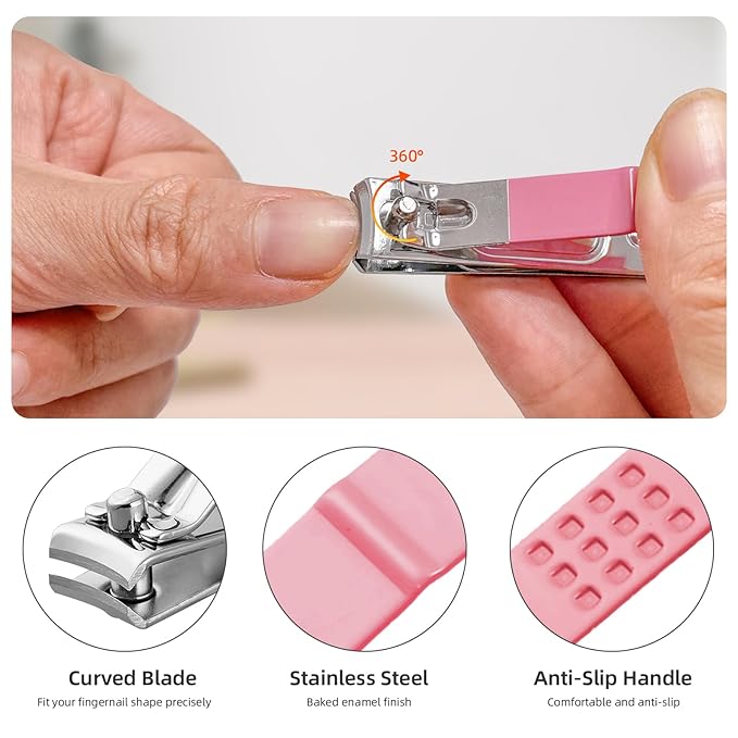 10 in 1 Manicure kit for Women Professional Pink Nail kit, Nail Care kit and Personal Toe Nail Clippers, Complete Manicure Set Women with Travel Beauty Tools Convenience Set