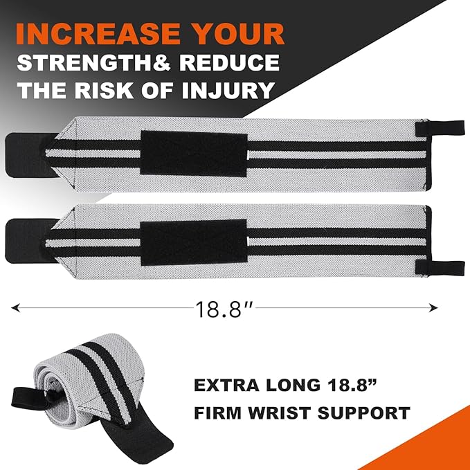 Lifting Straps and Wrist Wraps, 24" Lifting Wrist Straps Padded Neoprene for Weightlifting, Powerlifting, Deadlifts 18" Weightlifting Wrist Wraps with Heavy Duty Thumb Loop for Strength Training, Bodybuilding