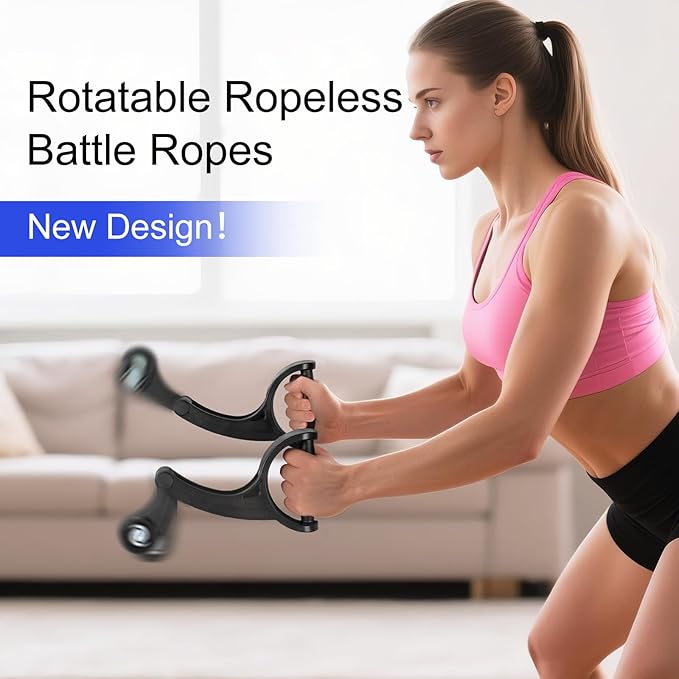 Ropeless Battle Ropes, No Anchor Needed,Forearm Strengthener with Silent Operation, Space-Saving & Portable Home Gym Equipment, Centrifugal Force Design for HIIT, Strength & Aerobic Training