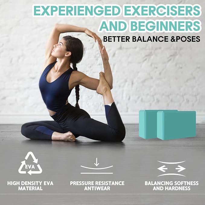 Yoga Block - Unsupported Latex Eva foam - Soft non slip surface with bevel for yoga, pilates, meditation - Yoga accessories for stability, balance and deep stretching