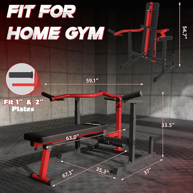 Chest Press Machine, 2"*2" Chest Workout Equipment with Independent Converging Arms Adjustable Incline Bench for Chest & Arms, AB Workouts, Shoulder