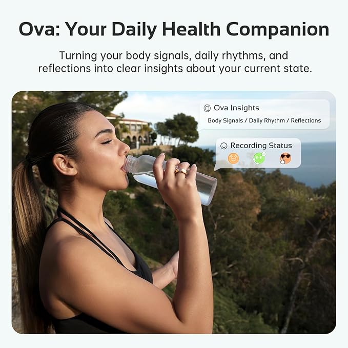 opove O Ring Smart Ring, Fitness Trackers Rings with Sleep/Stress/Heart Rate/Women's Health Monitoring, Comfortable Wearing, Up to 7 Days Using, Fitness Ring for Android & iOS, Rose Gold-Size9
