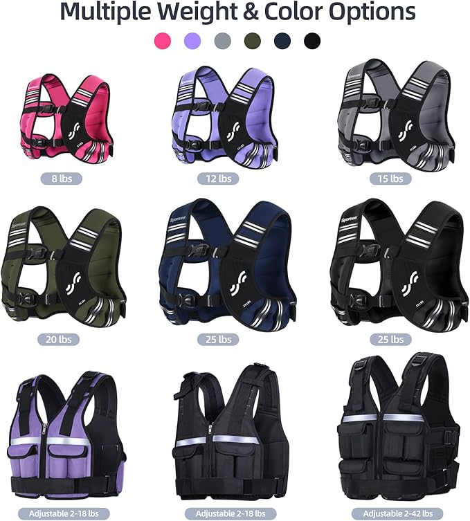 Sportneer Weighted Vest Woman: 8lb/12lb/15lb/20lb/25lb Weight Vest for Walking with Phone Bag, Adjustable Women Weighted Vest for Running Rucking Vest for Jogging Strength Training Weight Loss