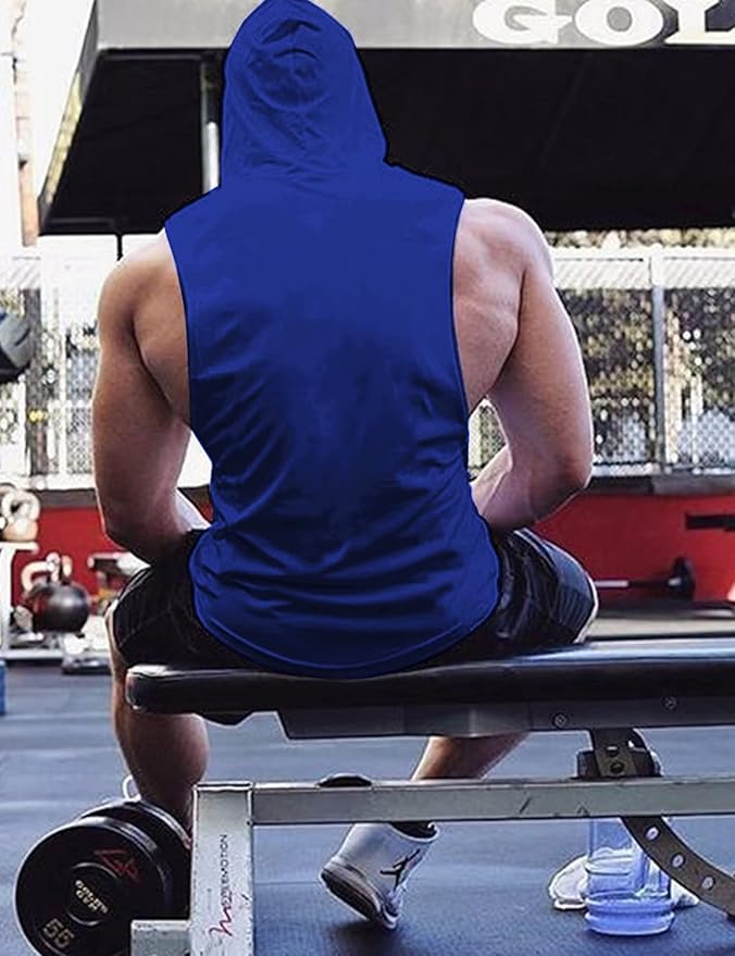 Babioboa Men's Workout Hooded Tank Tops Sports Training Sleeveless Gym Hoodies Bodybuilding Cut Off Muscle Shirts