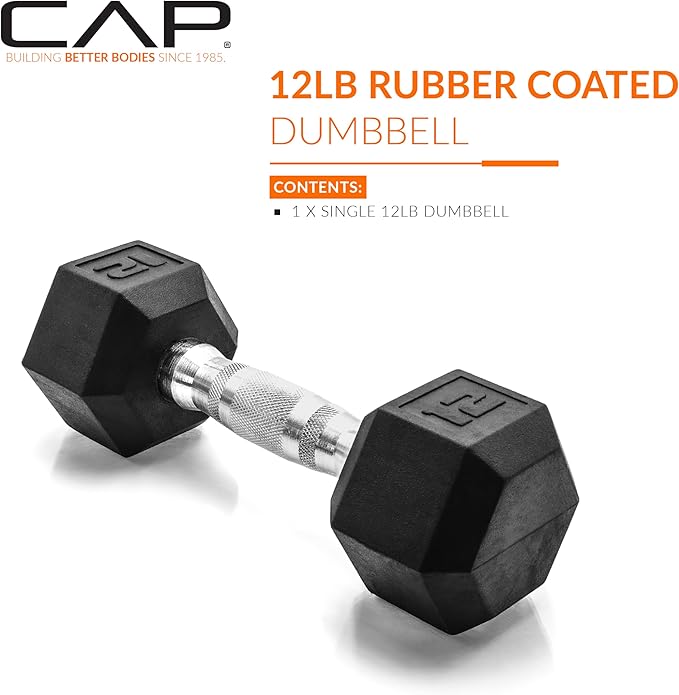 CAP Barbell Coated Hex Dumbbell Weight - Single | 10-120 lbs | Multiple Options