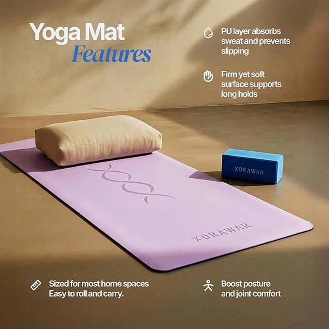 PU Rubber Premium Yoga Mat with Bag | Extra Thick Yoga Mat Thick | Pilates Mat | Gym Mats for Home Gym Floor Mat | Home Exercise Mats for Home Workout Accessories | Grounding Wel Workout Mats for Home Gym | Yoga Matt | Stretching Mat