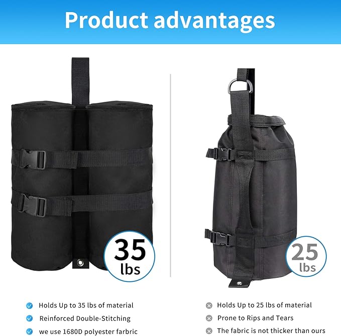 Sand Weight Bags(140lbs) for Pop up Tent,1680D Heavy Duty Weights Sand Bags for Outdoor,Set of 4