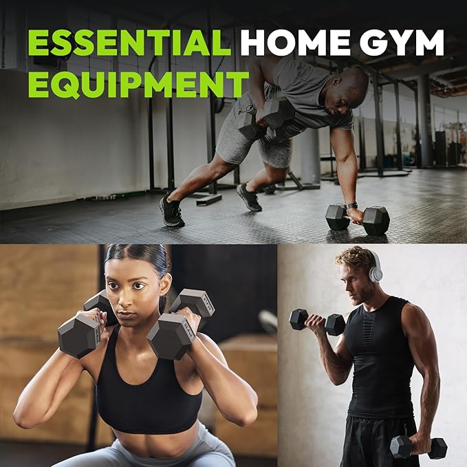 Hex Dumbbell Set 2.5-65 lb, Rubber Encased Hex Dumbbells for Home Gym, Weights Dumbbells Set of 2 Hand Weights for Strength Training & Fitness Exercise