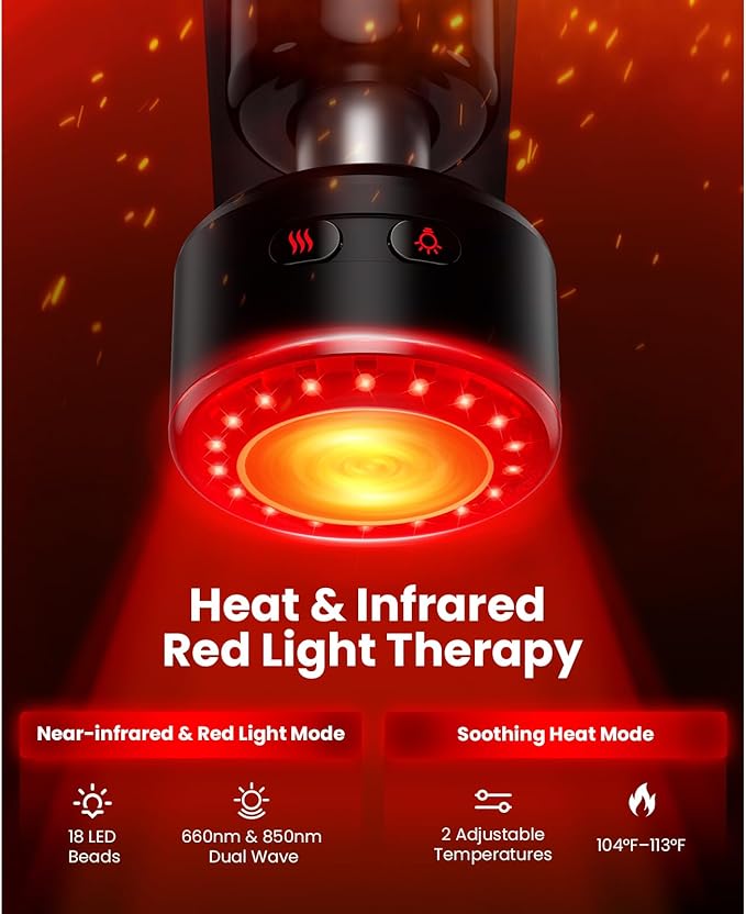 BOB AND BRAD D5 Ultra Massage Gun with Red Light Infrared Heat Head, FSA-HSA Eligible, 13mm Deep Tissue Percussion Muscle Massager, Ergonomic D-Handle for Effortless Pain Relief & Athlete Recovery