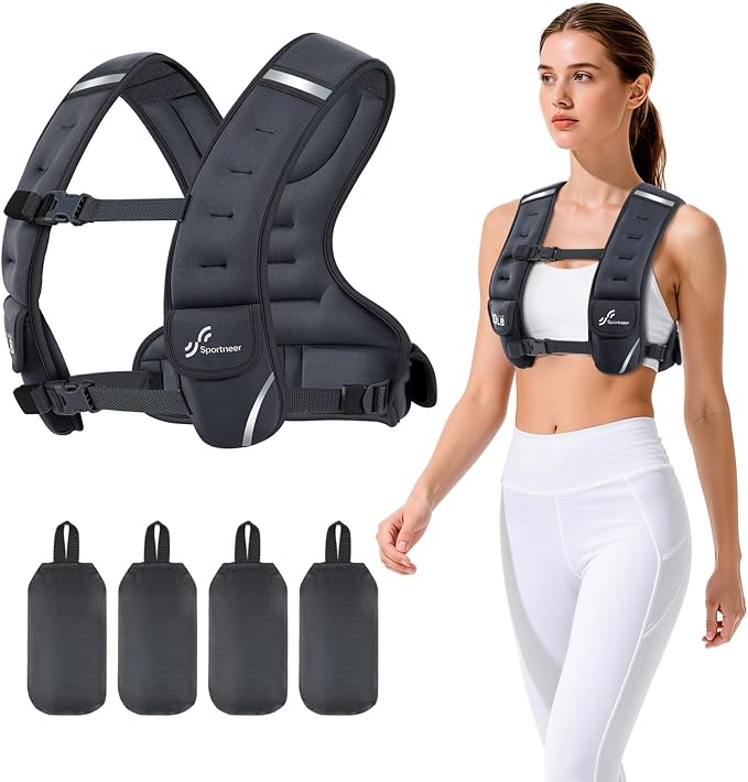 Sportneer Adjustable Weighted Vest Woman: 6-10lb/10-18lb Weighted Walking Vest for Women with 4/8 Weight Packs Fast Adjust Comfortable Weight Vest for Home Gym Burn Calories Strength Training Vests