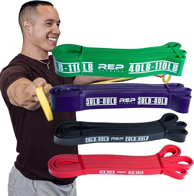 Rep Fitness Pull-Up Bands Resistance Exercise Workout Equipment Set for Home Gym Training – Heavy Duty Stretch Band for Assisted Pullups, Strength Training, Physical Therapy, and Fitness Workouts