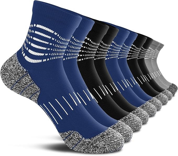 IRAMY Ankle Compression Socks for Men Athletic Running Socks with Cushioned Support 3/5 Pairs