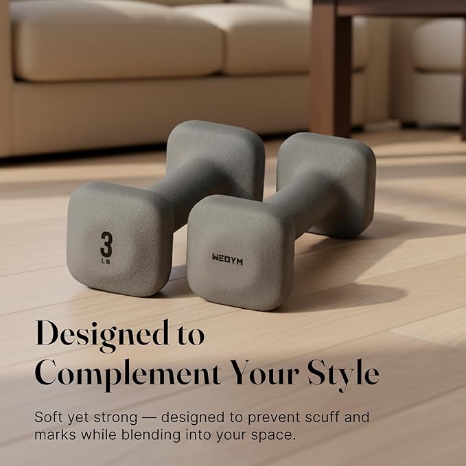 WeGym SafeGrip Square Dumbbells with Anti Slip Handles, Aesthetic Free Weights for Home Workouts, Stable Design Prevents Rolling during Floor Exercises