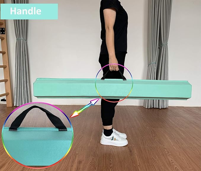 MARFULA 6 FT / 8 FT / 9 FT Folding Gymnastics Beam Foam Balance Floor Beam - Extra Firm - Suede Cover - Anti Slip Bottom with Carry Bag for Kids/Adults Home Use