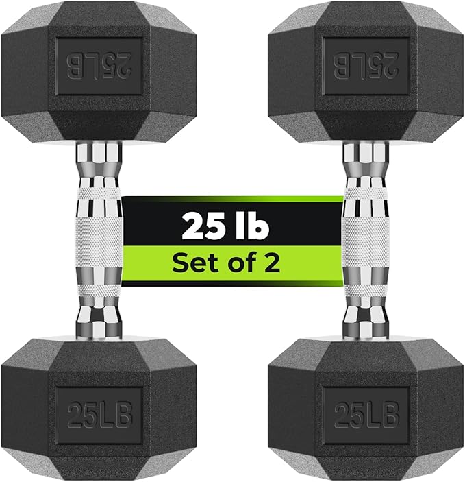 Hex Dumbbell Set, 2.5-65 lb Rubber Encased Exercise & Fitness Dumbbells, Weights Dumbbells Set of 2, Hand Weight for Strength Training