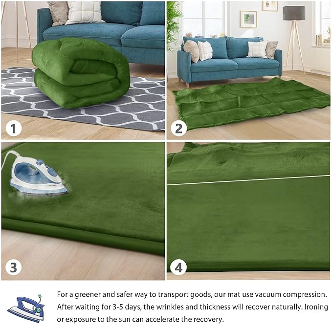 Baby Play Mat for Floor Nursery Muscle Mat Area Playroom Rug 39"x59" Memory Foam 1.3" Thick Crawling Mat for Babies,Toddlers, Infants,Kids (Moss Green)