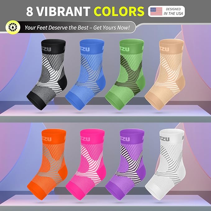 BLITZU Compression Socks for Plantar Fasciitis, Achilles Tendonitis, Arthritis Relief, Ankle Brace Compression Sleeve with Foot Arch Support, Ankle Wrap for Women, Men, Swelling & Heel Pain Green S-M