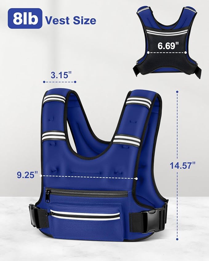 Weighted Vests for Women Men, 8 12 16 20 lb Weighted Vest with Storage Pockets, Rucking Vest with Reflective Stripe, Adjustable Straps Weight Vest for Running, Walking, Workout, Training