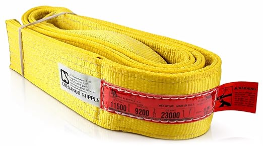 DD Sling 4 Inch x 10 Foot Nylon Lifting Sling – USA Made, 11,500 lb Vertical, 9,200 lb Choker, 23,000 lb Basket – 2-Ply Heavy Duty 900 Webbing, Type 4 Twisted Eye & Eye Rigging Sling