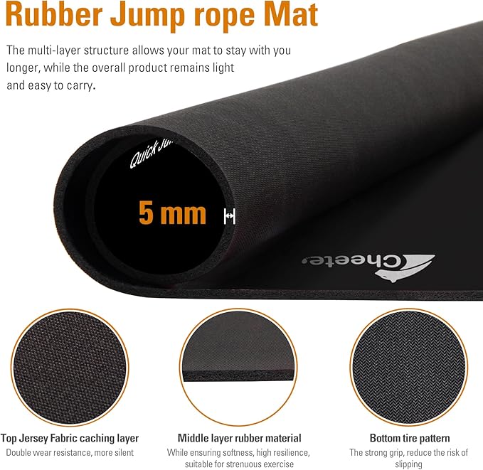 Jump Rope Mat Large Rubber Exercise Mat Workout Mats for Home Gym Flooring Non-Slip Oval Design for Floor & Rope Protection