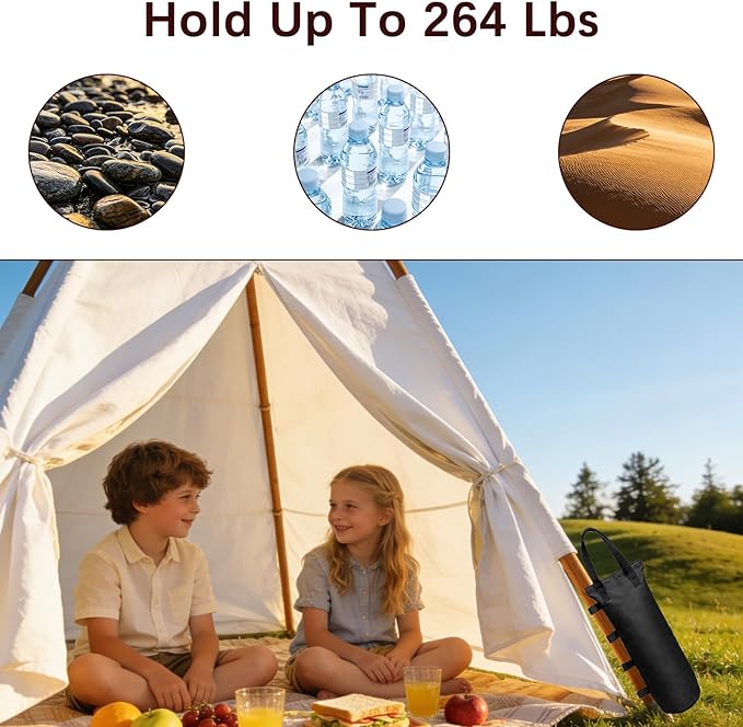 12 Pack Canopy Weight SandBags, 264 LBS Black Extra Large Heavy Duty Canopy Weights Sand Bags for Canopy Outdoor Advertising Sunshade Fixed Windproof Pop up Canopy Tent, Without Sand