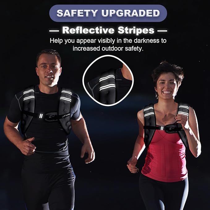 Weighted Vest Woman 5lb/8lb/10lb/12lb/15lb/20lb/25lb/30lb Weight Vest for Women Men, Rucking Vests with Reflective Stripe for Running Workout Walking Strength Training Weight Loss Fitness Weightlifting