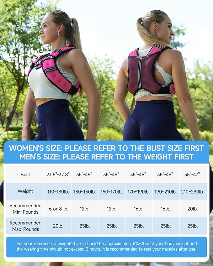 Weighted Vest, 6lb/8lb/12lb/16lb/20lb/25lb Weighted Vest Woman with Detachable Phone Pouch, Suitable for Women, Men, Ideal for Workout, Strength Training, Fitness, Running, Weight Loss, Walking