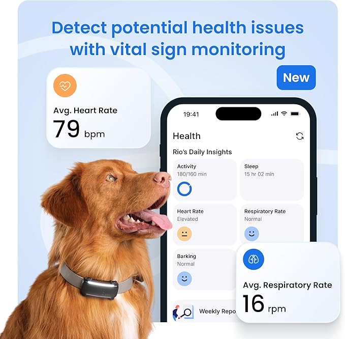 Tractive Smart Dog GPS Tracker with 6 Month Subscription | Live Pet Tracker with Virtual Fence | Vital Signs Monitoring of Heart & Respiratory Rate | Bark Monitoring | Dog Collar Attachment (Brown)
