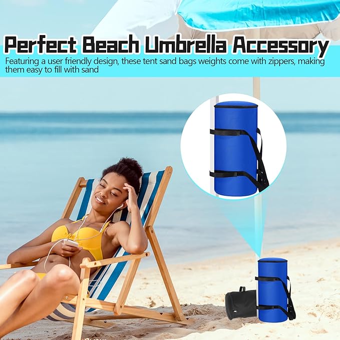 Extra Large Canopy Weights Sand Bags 300 LBS Set of 4, 600D Heavy Duty Windproof Weight Bags for Outdoor Tent, Gazebo, Patio Umbrella, Sun Shelter, Windproof Pop up Tent Weights (No Sand)(Blue)