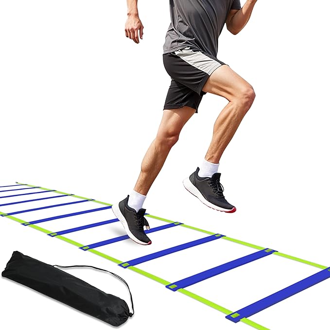 20ft Adjustable Agility Speed Ladder Training Ladder with Carry Bag - Soccer, Speed, Football Fitness Feet Training - Agility Training Equipment for Footwork Drills