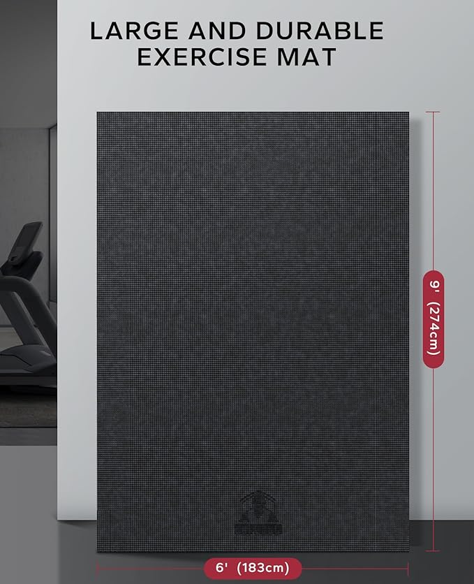 HAPBEAR Large Exercise Mat-7'x5'/6'x8'/6'x9'/6'x10'/6'x12'x8mm(1/3"),Non-Slip, Ultra Durable, Thick Workout Mat for Home Gym Flooring Cardio, Yoga for Fitness, High-Density, Shoes-Friendly