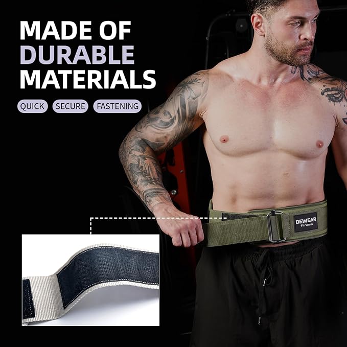 Durable Weight Lifting Belt, 4'' Wide Gym Belt for Bodybuilding, Powerlifting, Squats, Deadlift - Provides Lumbar Support & Stability for Men & Women
