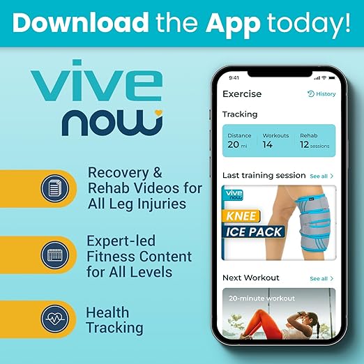Vive Knee Ice Pack Wrap - Cold/Hot Gel Compression Brace - Heat Support Strap for Arthritis Pain, Tendonitis, ACL, Athletic Injury, Osteoarthritis, Women, Men, Running, Meniscus and Patella Surgery