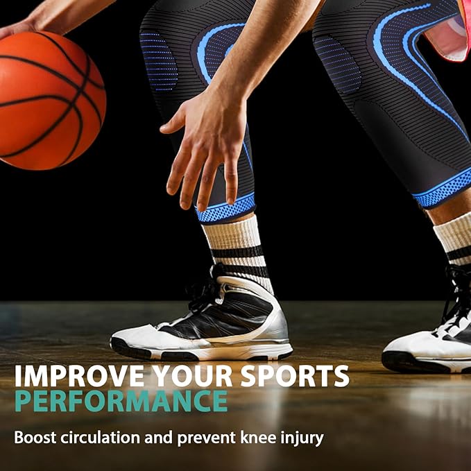 2 Pack Full Leg Compression Sleeves for Men And Women Long Knee Brace Support for Basketball, Running, Workout, Cycling, Sport