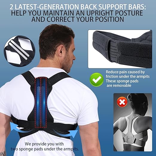 Posture Corrector for Men and Women, Adjustable Back Brace for Back, Neck and Shoulder Pain Relief, Back Support for Posture Improving Scoliosis, Hunchback, Hump, Thoracic, Spine Corrector (Large)