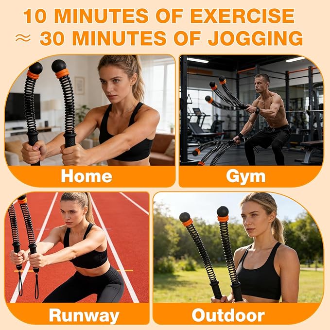 Adjustable Ropeless Battle Rope Trainer, Cordless Spring Fitness Rope for Home & Gym, Heavy Duty Cordless Battle Rope with Storage Bag, Strength & Conditioning (Pink)