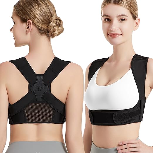 JMPOSE Posture Corrector for Back Support: Adjustable Shoulder Posture Brace for Men and Women (Black, Small/M)