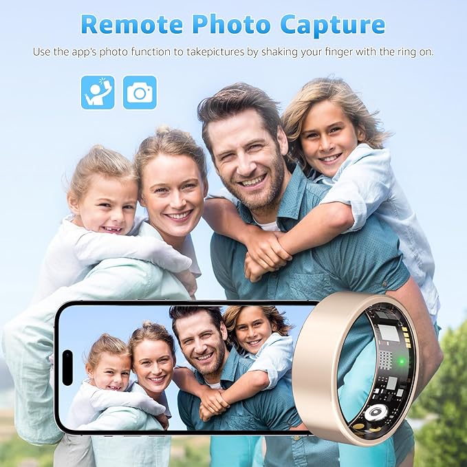 Smart Ring Health Tracker for Women & Men, Fitness Ring with Heart Rate Blood Oxygen, Sleep monitor, Step Tracker, IP68 Waterproof Compatible with iOS & Android, No Subscription Fee (Rose Gold, 8)