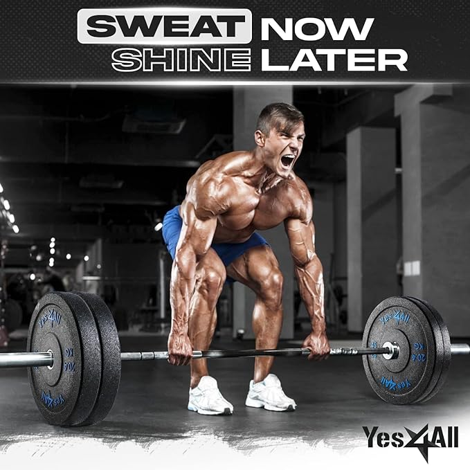 Yes4All 2" Bumper Plate, 10-190 LB Olympic Rubber Weight Plate with Steel Hub for WeightLifting, Strength Training, Home Gym, Less Impact, Absorb Bounce & Shock, Multiple Options