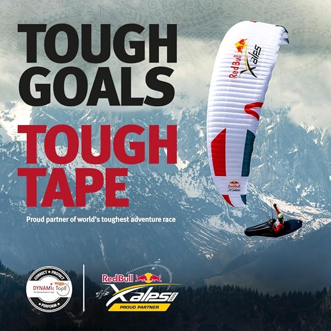 Dynamic Tape Red Bull X-Alps Edition Biomechanical Athletic Tape | 4 Way Stretch & Stronger Recoil Than Kinesiology Tape | Designed for Sports, Muscle & Joint Load Management | Recycled | 3" (1 Roll)