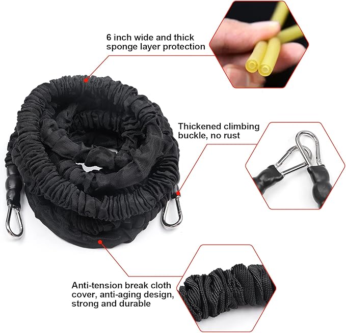 Resistance Running Training Bungee Band, Bungee Resistance Cord Set, Long Resistance Band, Lateral Movement Sprint Overspeed Training Fitness for Fast