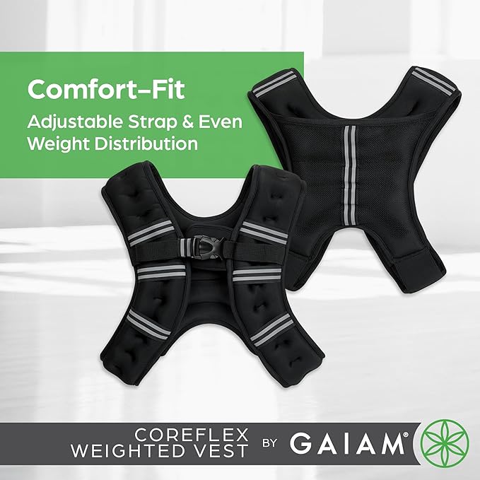 Gaiam PrecisionFit Weighted Vest for Women and Men, Adjustable Weighted Workout Vest for Walking, Running, Strength Training