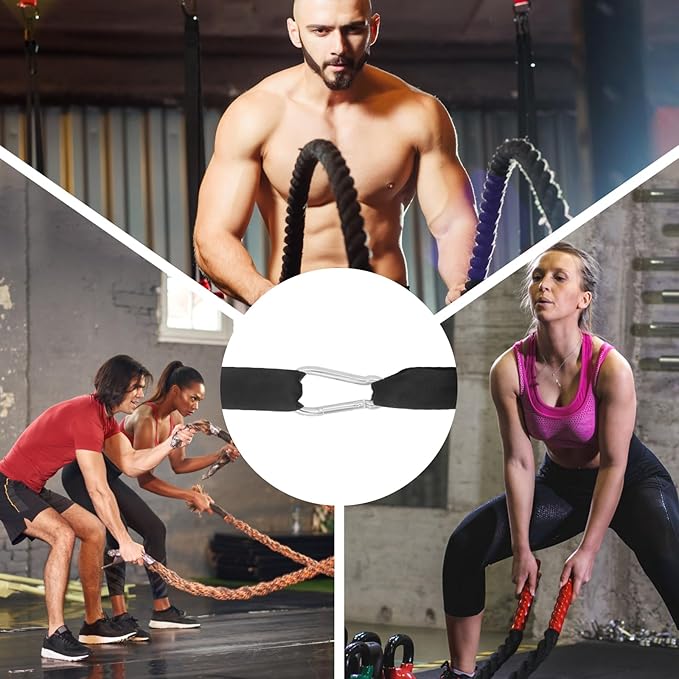 Hoedia 2 Packs Battle Rope Anchor Strap Kit Accessories for Home Gym Outdoor Muscle Workout Equipment,Carabiners with 4 Durable Straps and 2 Heavy Duty Carabiner, Home Gym Equipment