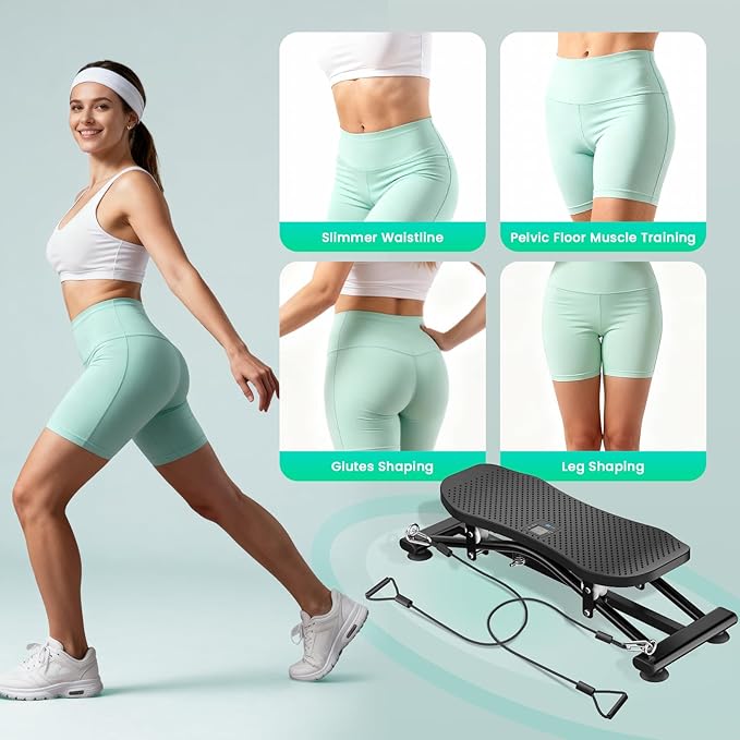 Balance Board for Adults, Rocking Stepper with Resistance Bands, 300LBS Portable Wobble Board, Quiet Side to Side Ski Simulator Trainer Exercise Machine for Home Gym Core Workout