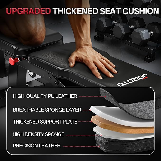 JOROTO 1500LB Adjustable Weight Bench, Heavy Duty Bench, Workout Bench Press for Home Gym Strength Training, Incline Flat Decline Sit Up Bench with Removable Foot Catch for Full Body Exercise