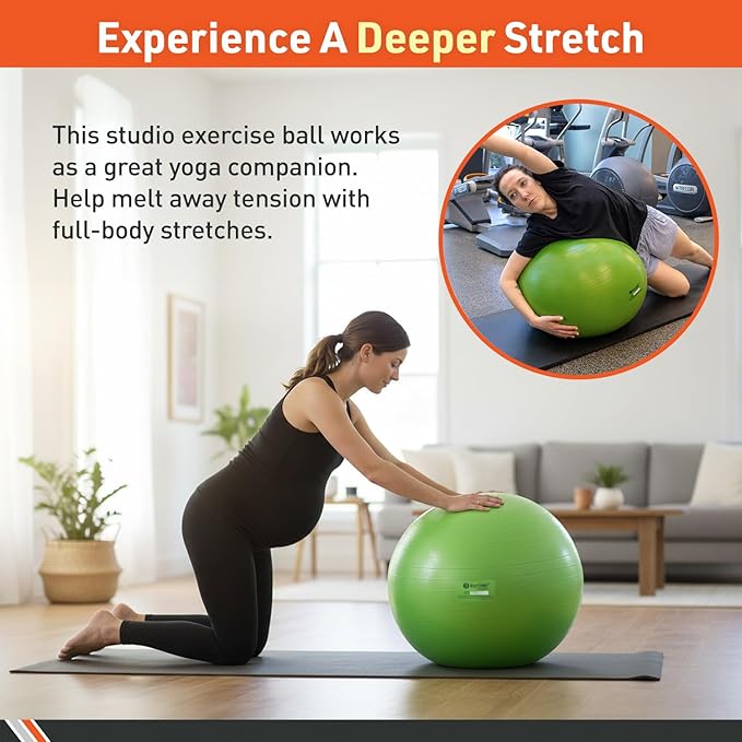 Body Sport Slow Release Pregnancy Exercise Ball with Pump for Home & Gym - Exercise Equipment for Yoga, Pilates, Stability, Pregnancy, and Core Training