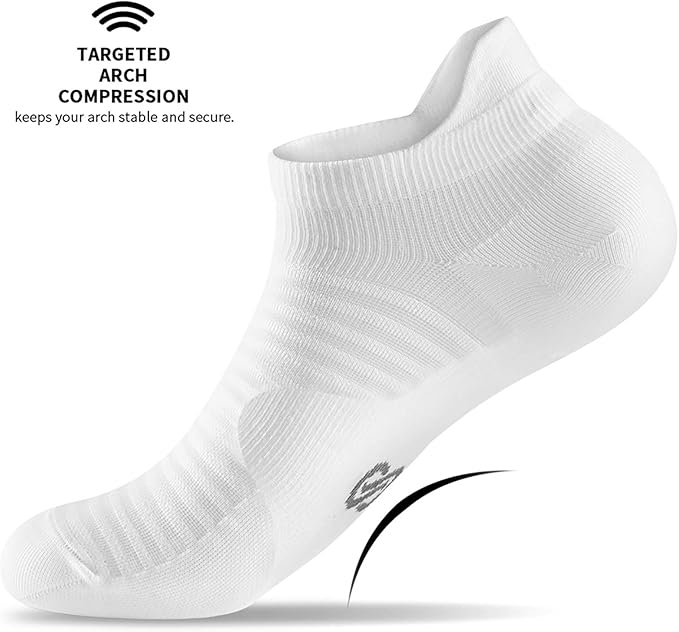 Compression Running Ankle Socks (6 Pairs) for Men & Women, Running Socks With Arch Support