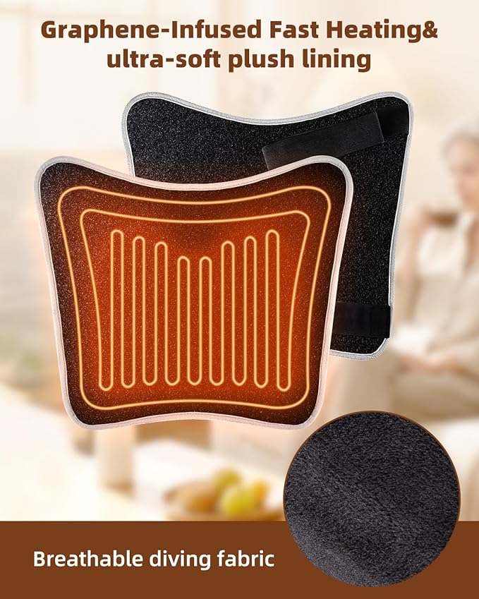 Graphene Hip Heat Therapy Wrap, Targeted Heating Pad for Hips, Lower Back & Thighs, Electric Thermal Support with Adjustable Straps & 3 Heat Settings, 18.5" x 16"