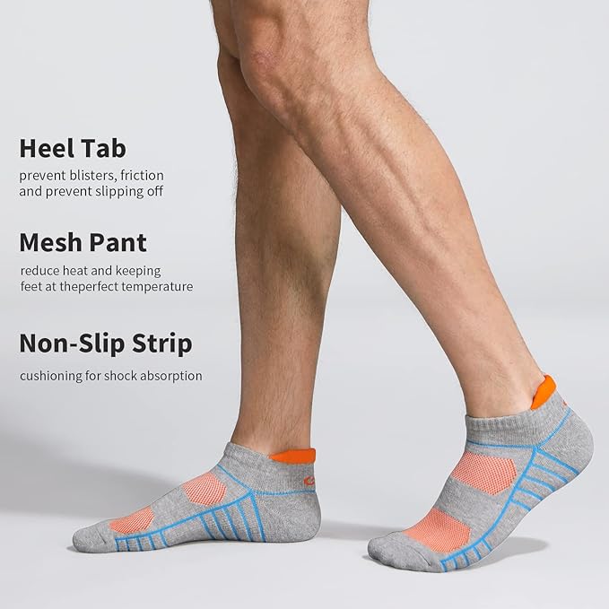 Lapulas Athletic Running Ankle Socks, Low Cut Cushioned Anti-Blister Tab Sports Socks Men Women 6Pairs