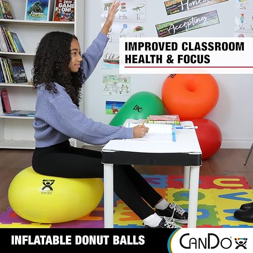 CANDO - 30-1955 CanDo Donut Exercise, Workout, Core Training, Swiss Stability Ball for Yoga, Pilates and Balance Training in Gym, Office or Classroom. Blue, 85 cm W x 45 cm